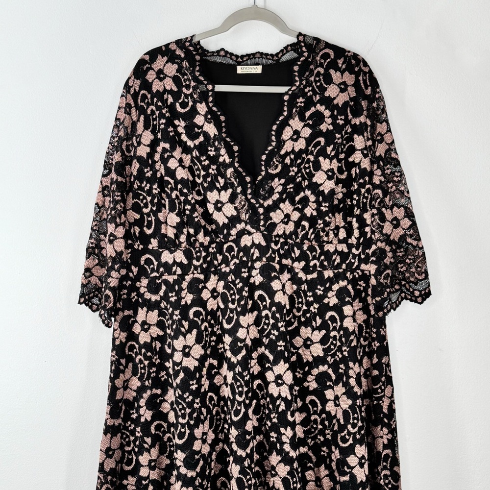 Kiyonna Floral Lace Dress Lined V-Neck Women’s Size 3X - Picture 2 of 14